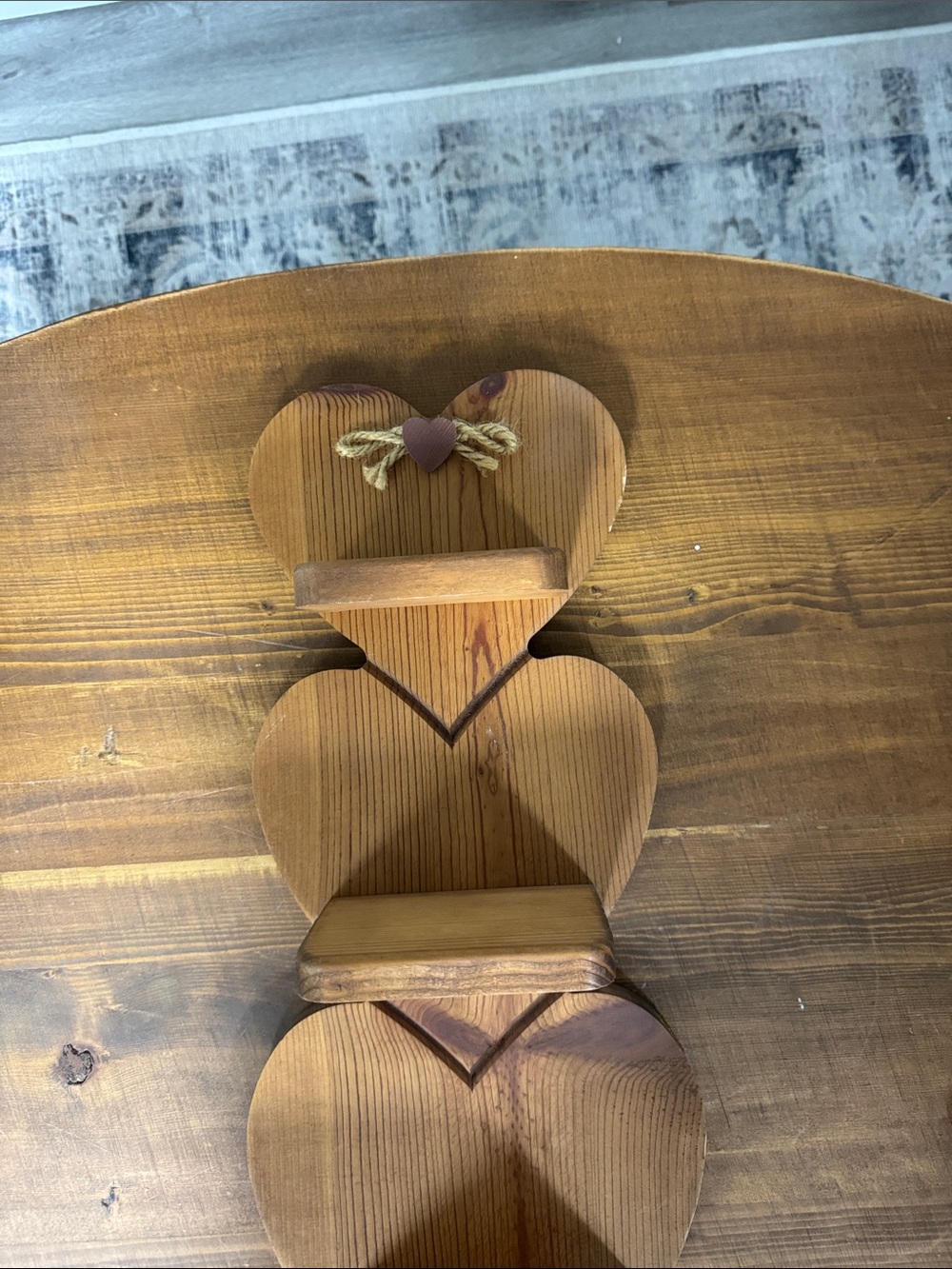 Rustic Wooden Heart Shelf Wall Decor - Natural Brown